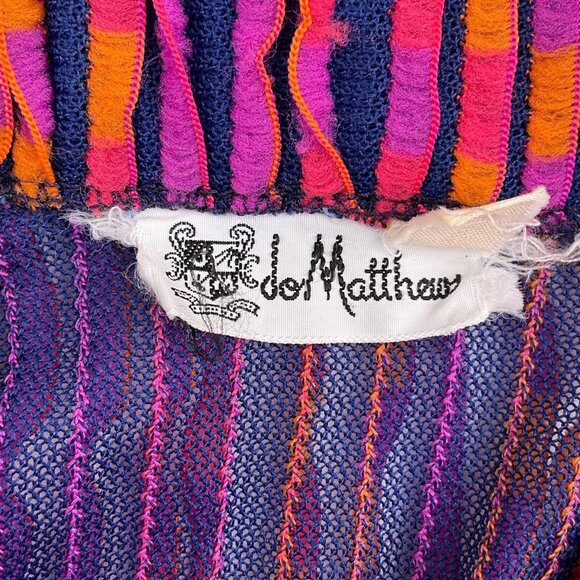 Jo Matthews Top Women Lg Pink Orange Ruffle Stripe Surfer‎ Resort 60s USA - Picture 7 of 13